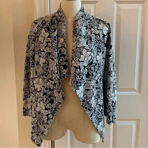 Kut From The Kloth Black White Textured Open Front Cardigan Jacket Size Medium